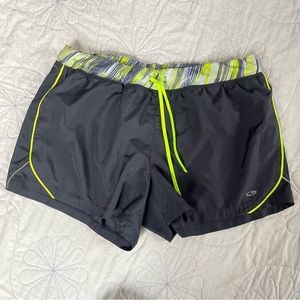 Champion athletic shorts women’s extra large grey with lime green